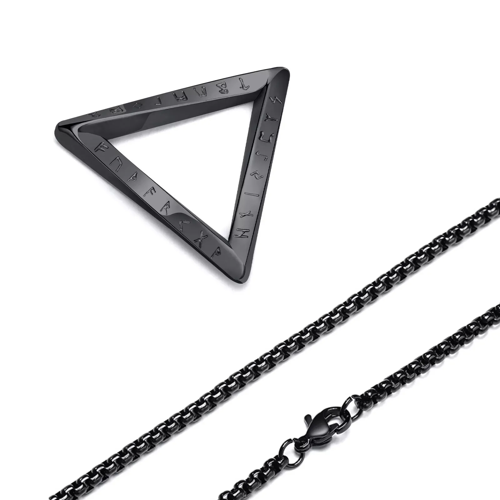 Vnox Norse Viking Pendant Necklaces, Men Twisted Stainless Steel Mobius Triangle Charm, Vegvisir Nordic Valknut Geometric Collar