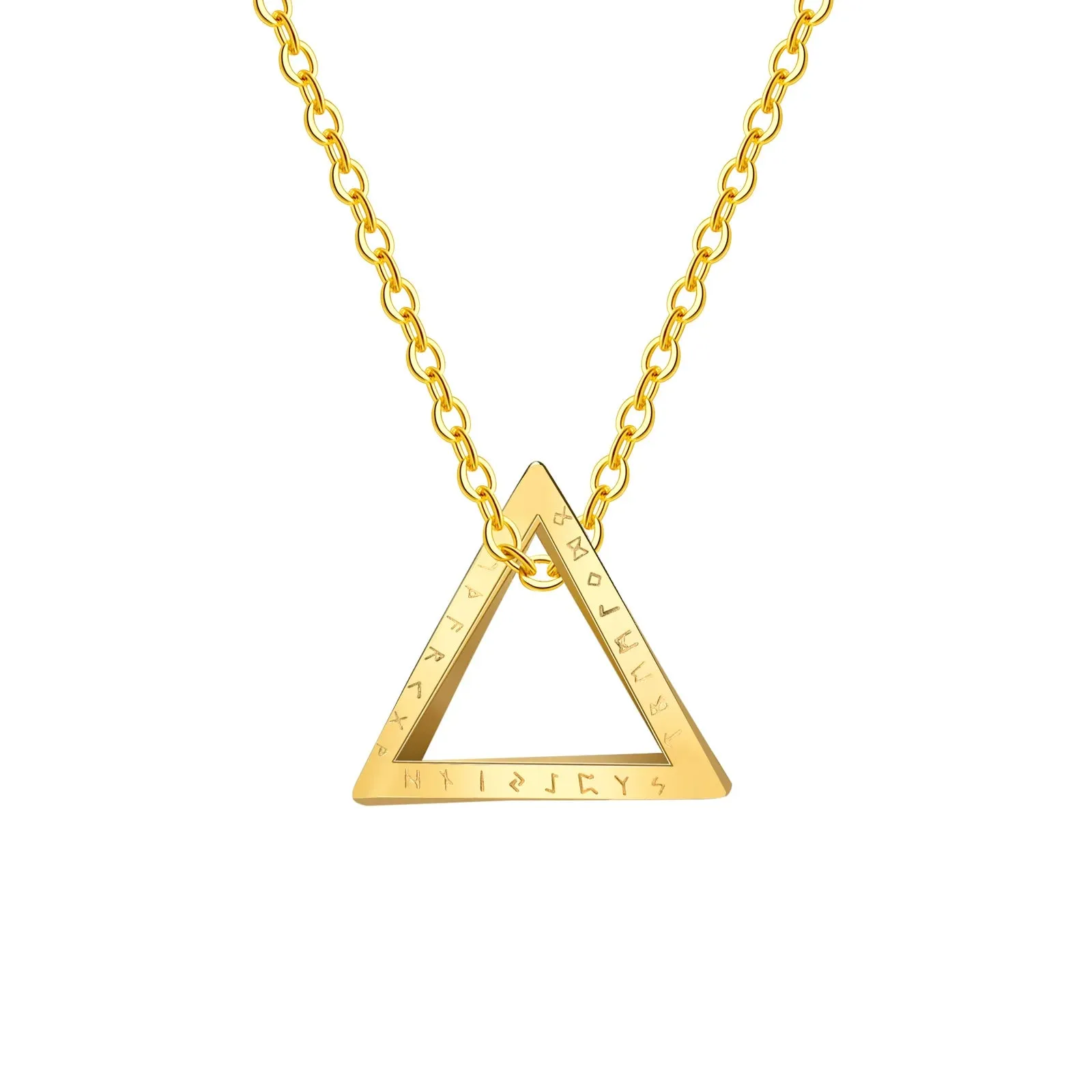 Vnox Norse Viking Pendant Necklaces, Men Twisted Stainless Steel Mobius Triangle Charm, Vegvisir Nordic Valknut Geometric Collar