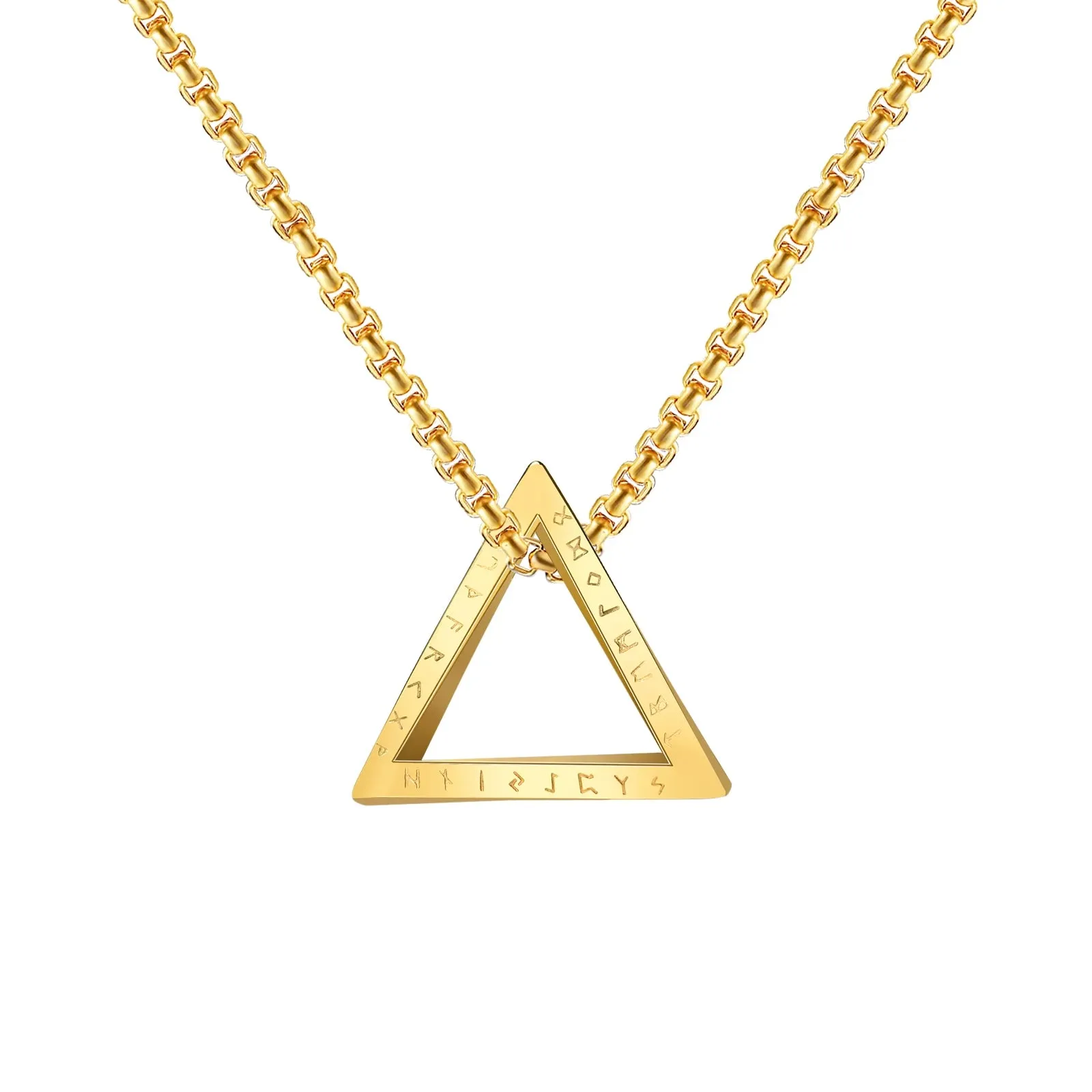 Vnox Norse Viking Pendant Necklaces, Men Twisted Stainless Steel Mobius Triangle Charm, Vegvisir Nordic Valknut Geometric Collar