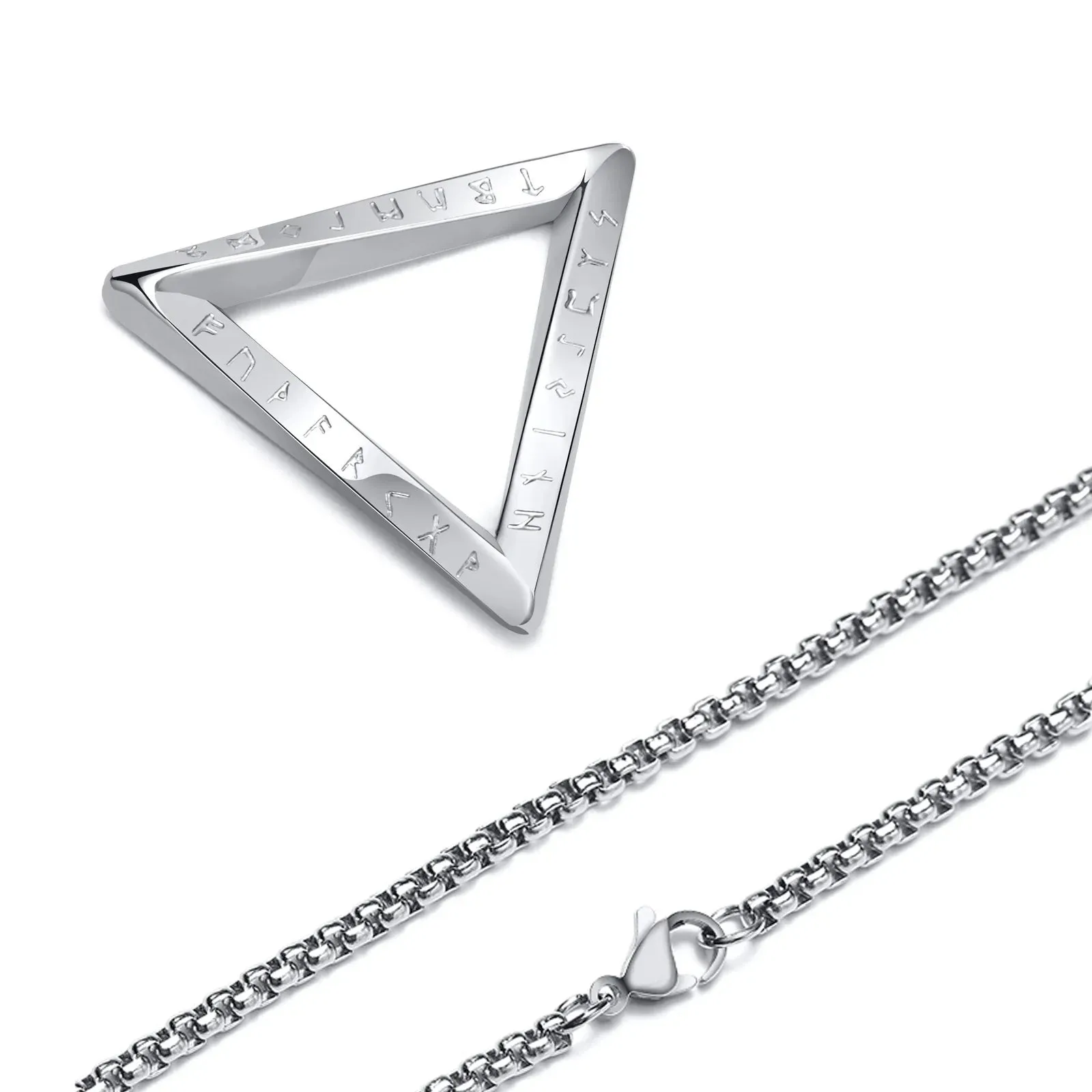 Vnox Norse Viking Pendant Necklaces, Men Twisted Stainless Steel Mobius Triangle Charm, Vegvisir Nordic Valknut Geometric Collar