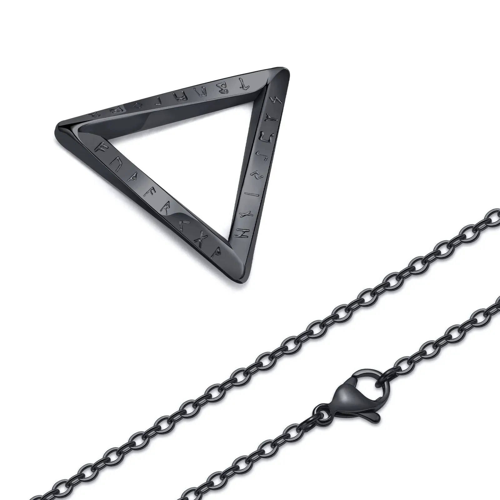Vnox Norse Viking Pendant Necklaces, Men Twisted Stainless Steel Mobius Triangle Charm, Vegvisir Nordic Valknut Geometric Collar