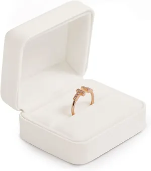White Round Corner Ring Box PU Leather Engagement Proposal Ring Box Jewelry Ring Gift Box