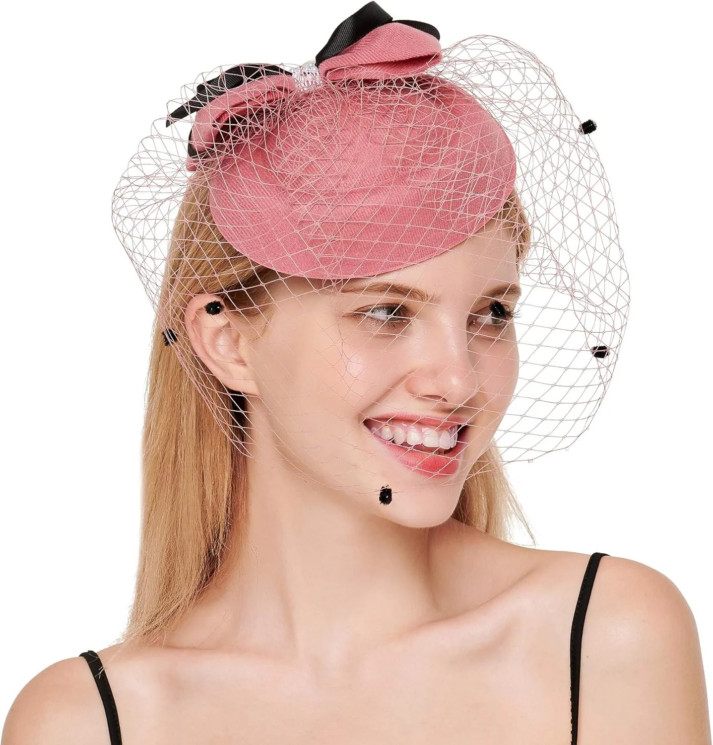 Women Fascinators Hat Hair Clip Wedding Cocktail Headband Tea Party Feather Flower Pillbox Hat with Veil
