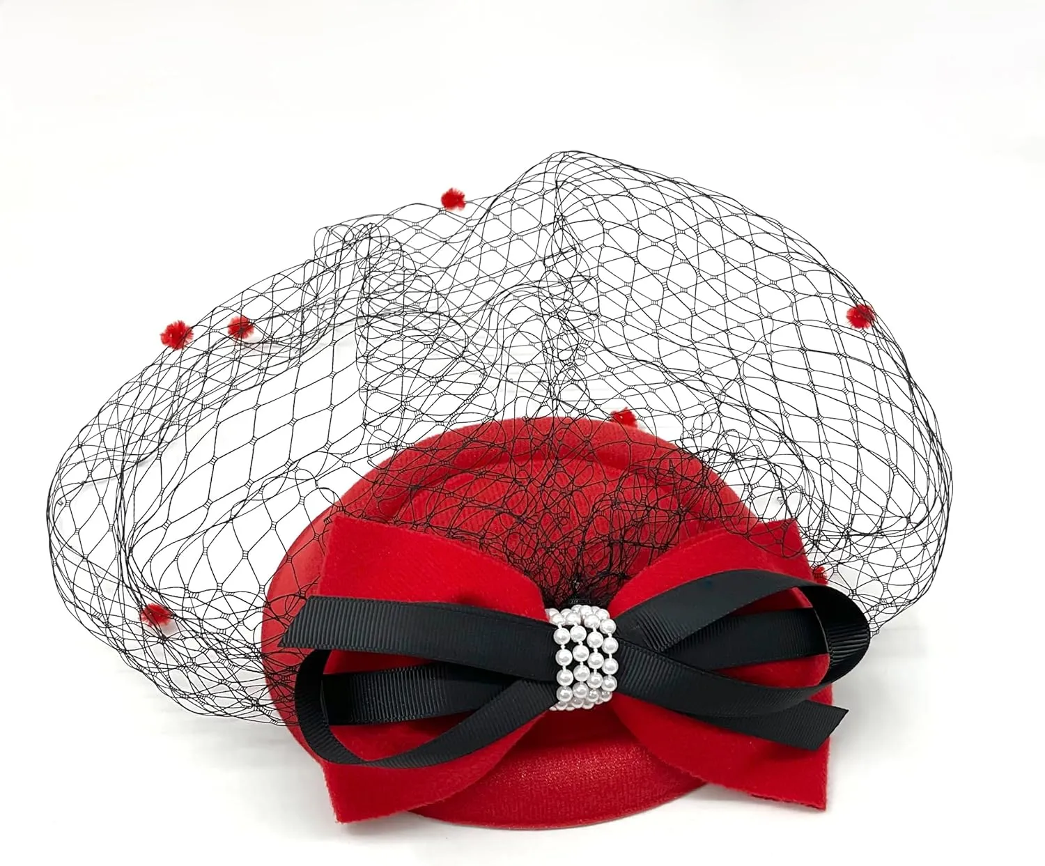Women Fascinators Hat Hair Clip Wedding Cocktail Headband Tea Party Feather Flower Pillbox Hat with Veil