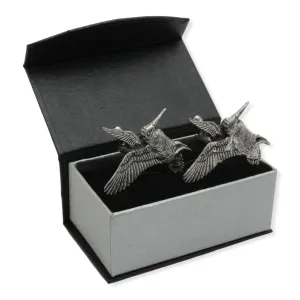 Woodcock In Flight Cufflinks Fine Pewter
