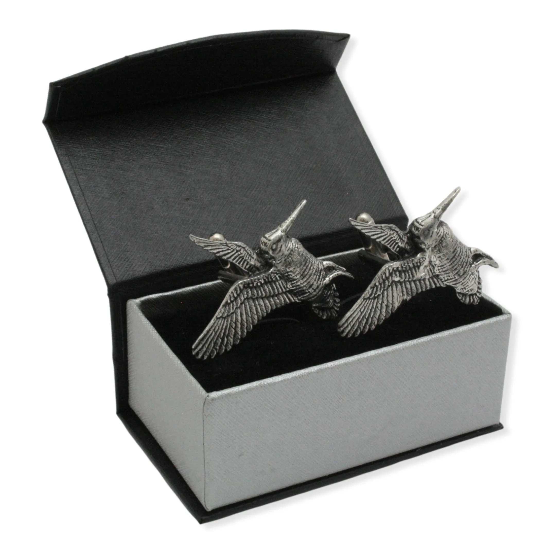 Woodcock In Flight Cufflinks Fine Pewter