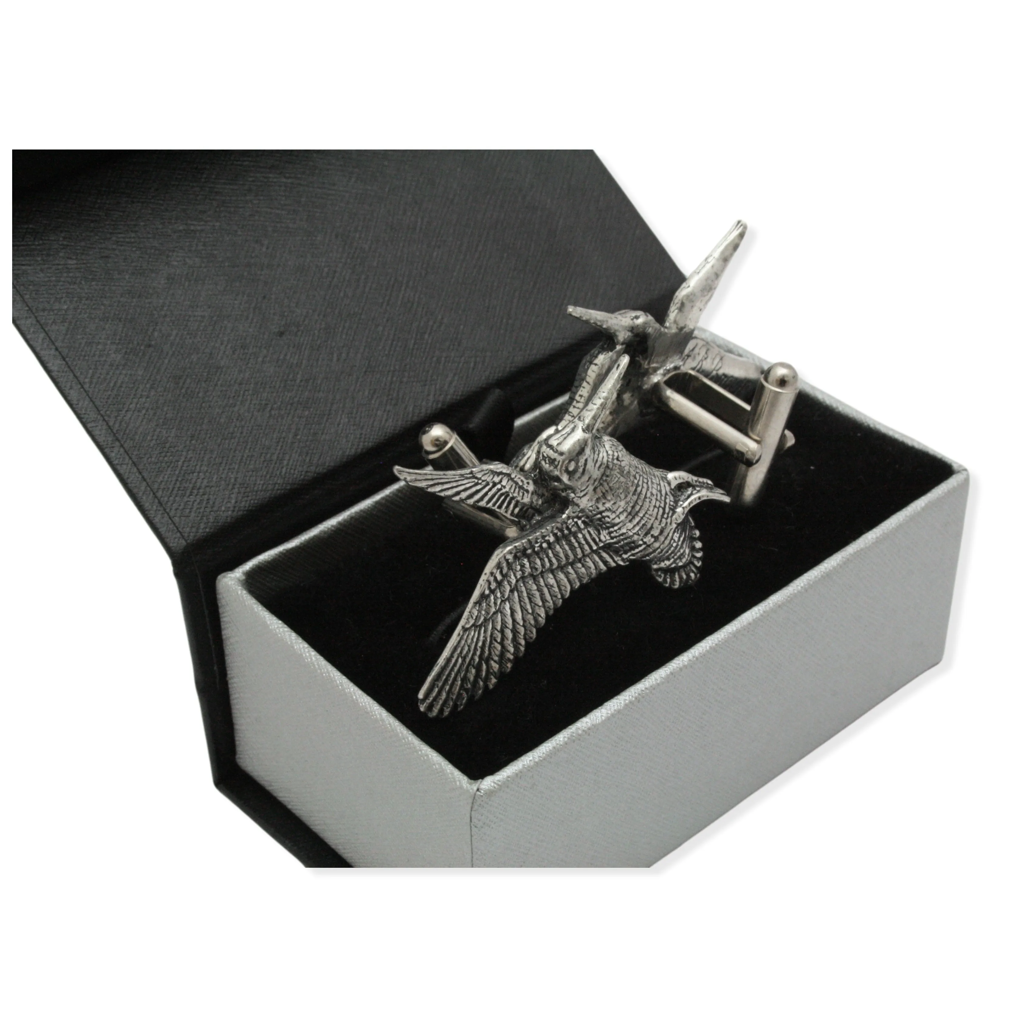 Woodcock In Flight Cufflinks Fine Pewter
