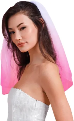 xo, Fetti Bachelorette Party Decorations Pink Ombre Bridal Veil | Headband Decorations, Bride To Be Gift, Wedding, Bridal Shower