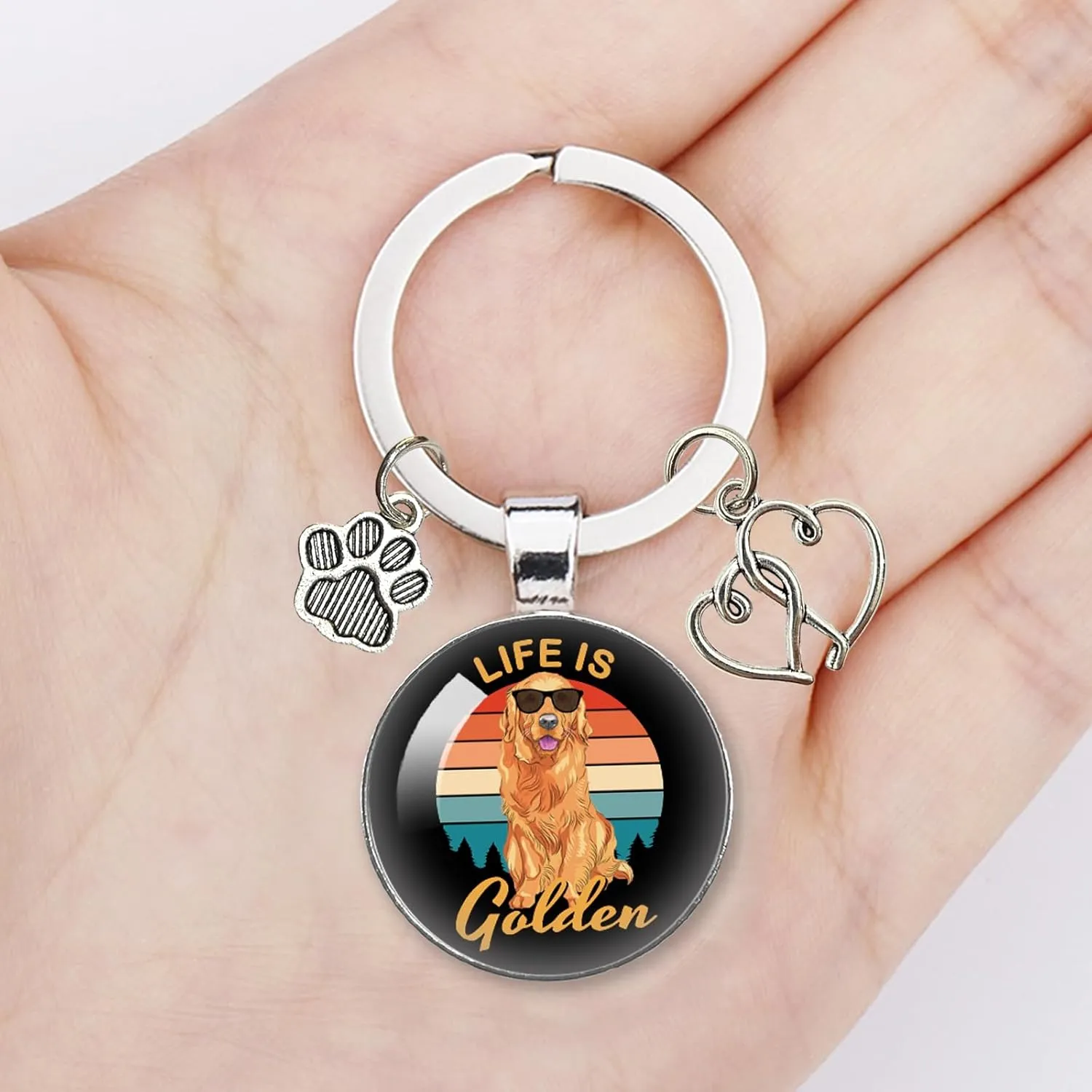 YAZMEEN Funny Transparent Cabochons Keychain with Pendant Metal Keychain Funny Keychain Gifts for Office Worker Nurse Doctor