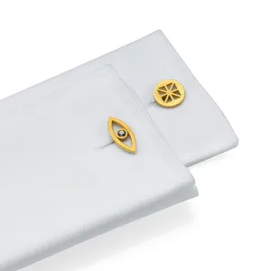 Yellow Gold Reflections Cufflinks with Black Diamonds